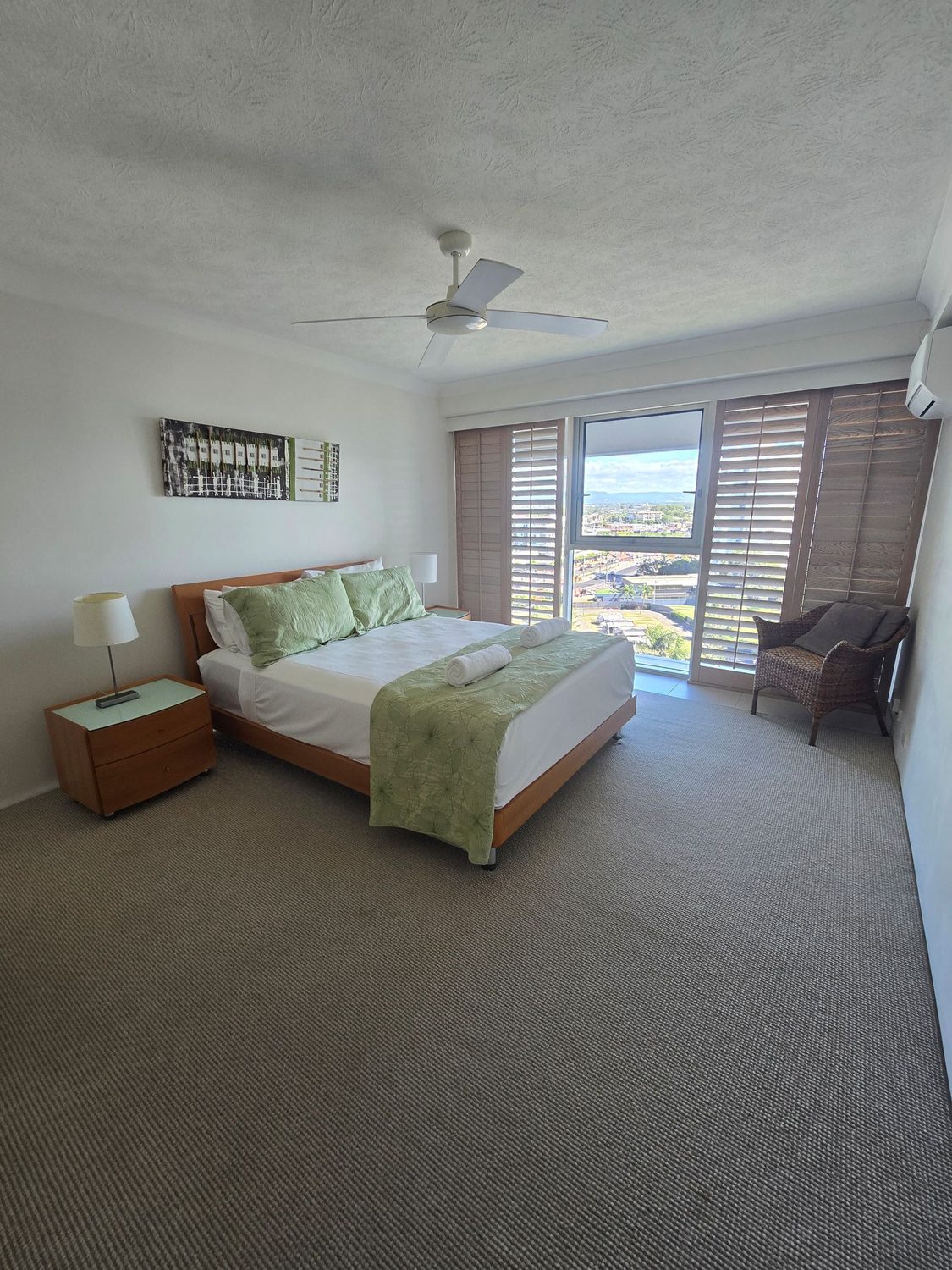 Large bedroom with Gold Coast hinterland view
